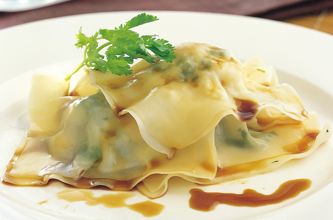 Garnelen-Macadamia-Koriander Ravioli